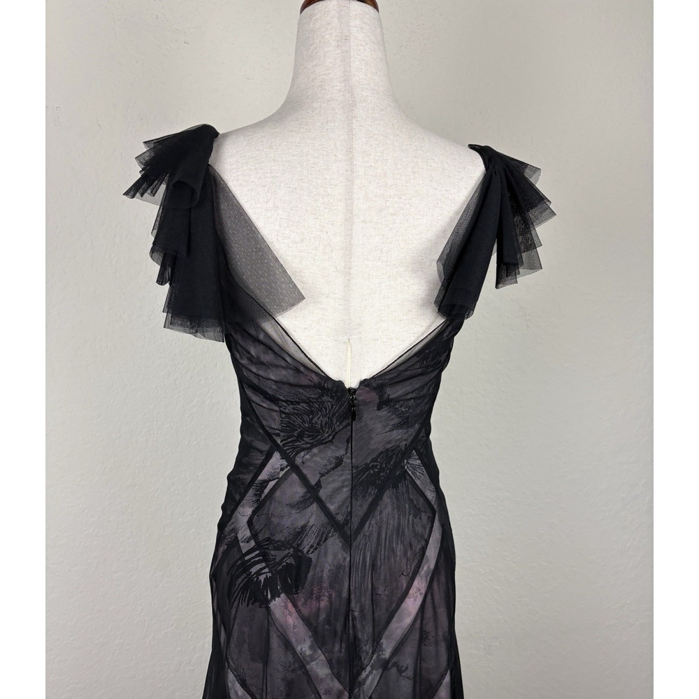 RARE Y2K Bcbg Maxazria 2 Silk Evening Gown Maxi Tulle Mermaid Whimsigoth Vampy - Picture 3 of 8